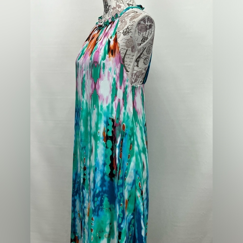 BUDDY LOVE Aqua multi halter neck maxi dress size M. - Picture 3 of 13